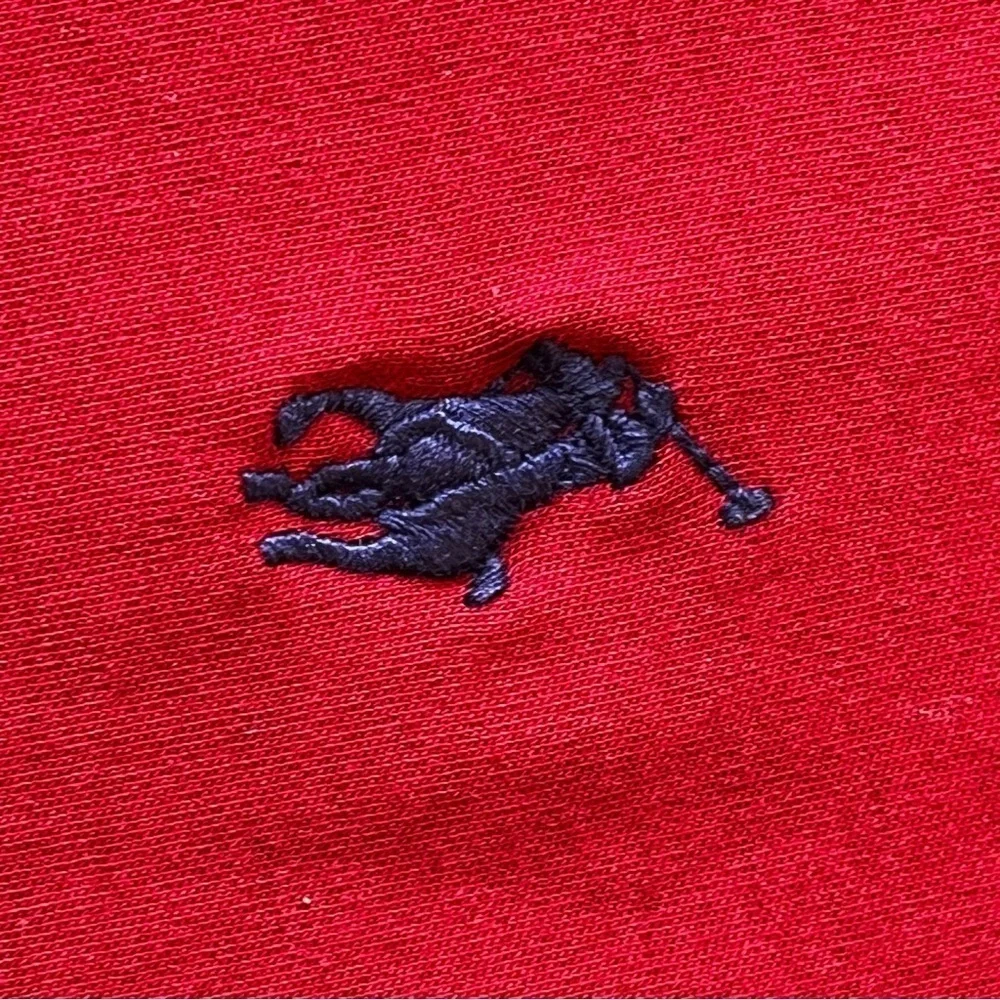 Ralph Lauren Dark Red Polo Shirt Pima Soft Touch White Buttons Blue Logo Mens L